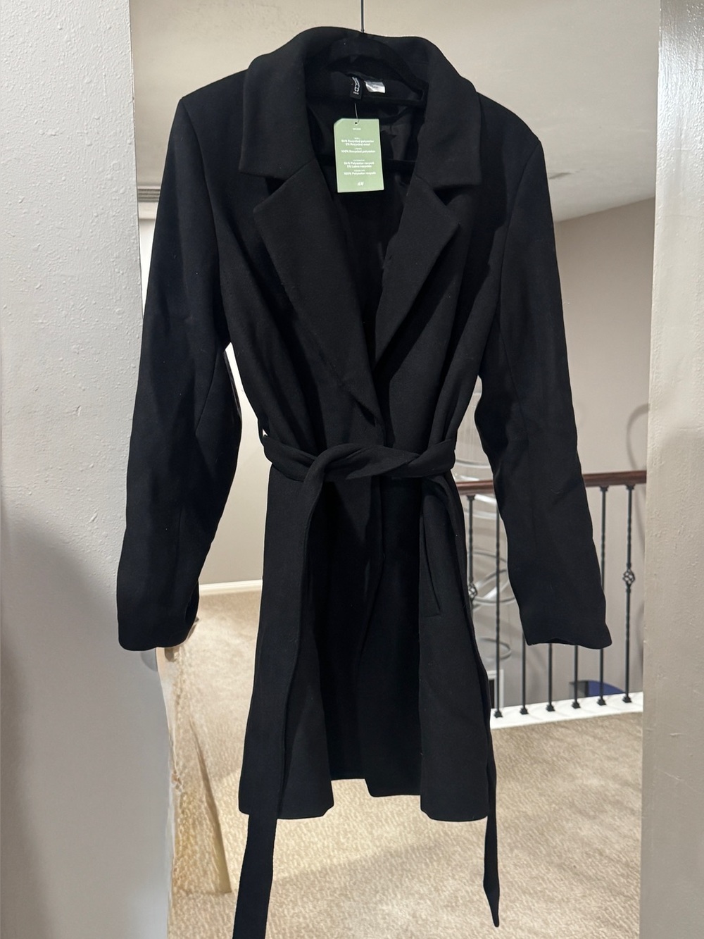 H&M Black Belted Trench Coat